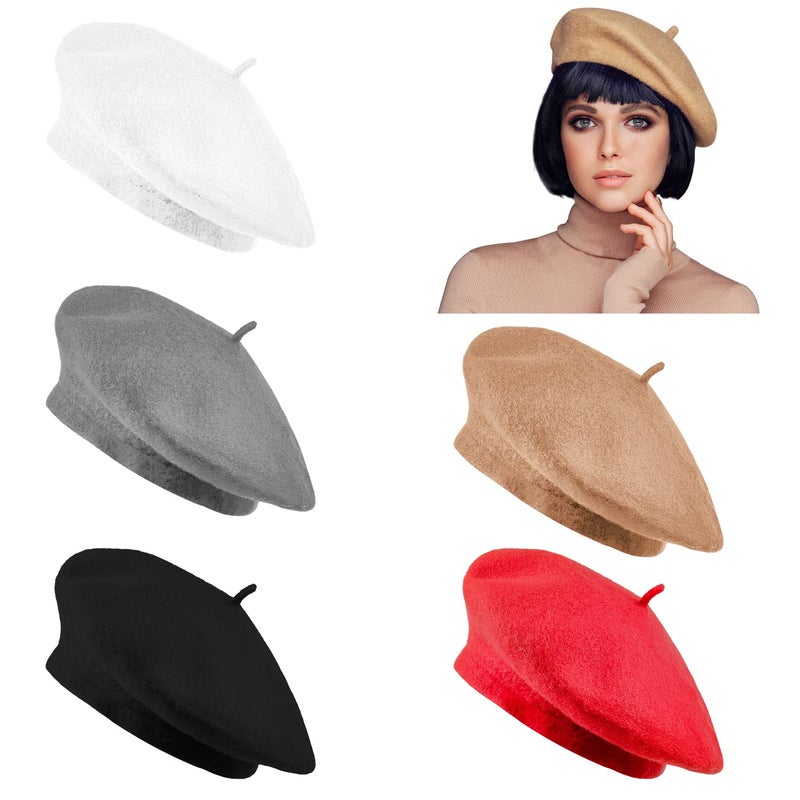Jolbndcv 5 PCS Beret Hat French Beanie Hat Outdoor Hat Winter Hat Fashion Lady Hat - Image 1